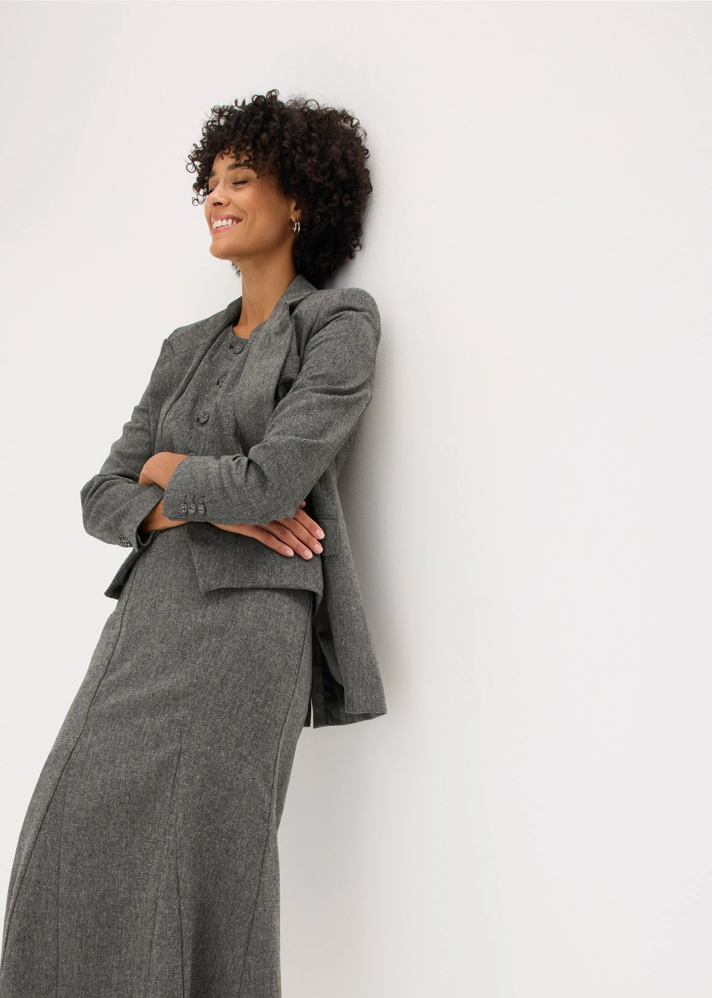 Godetrock in tweedlook • zwart-wolwit gemêleerd • bonprix online shop