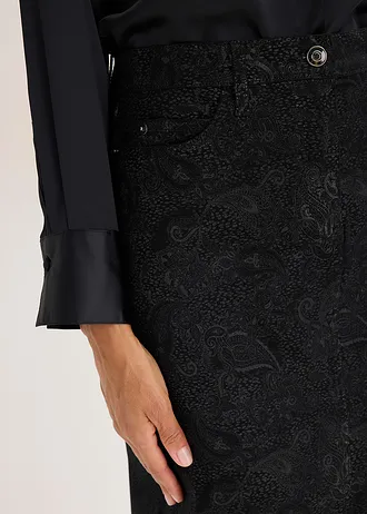 Fustă din material elastic cu bumbac • negru-gri fumuriu paisley • magazin bonprix