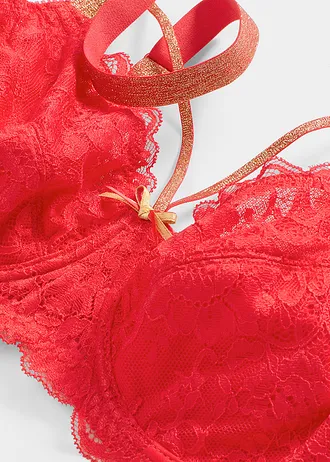Soutien-gorge minimiseur avec lanières brillantes • rouge profond • Boutique bonprix