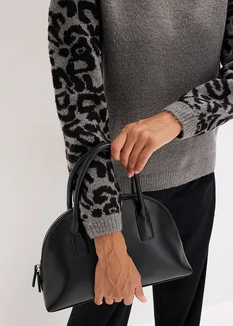 Svetr s leopardím vzorem • šedý melír-černá • bonprix obchod