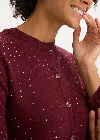 Gilet en maille avec strass • rouge érable • Boutique bonprix