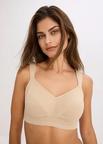 Bh zonder beugels (set van 2) met biologisch katoen, Kleur: saharabeige /bessen