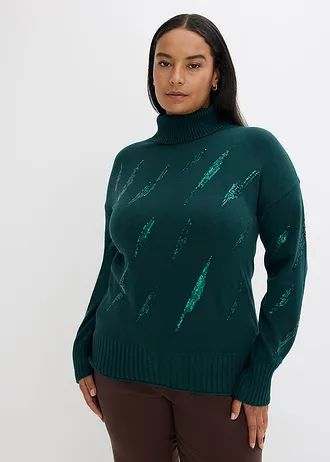 Oversized trui in een zachte viscosemix • diepgroen plus size • bonprix online shop