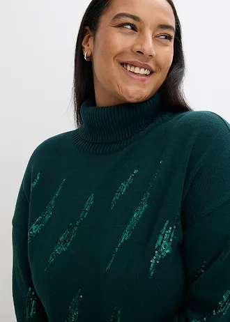 Oversized trui in een zachte viscosemix • diepgroen plus size • bonprix online shop