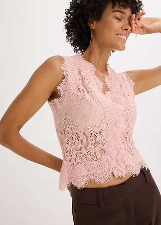 Gilet sans manches en dentelle • rose vintage • Boutique bonprix