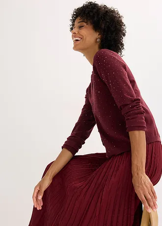 Vest met glittersteentjes • esdoornrood • bonprix online shop