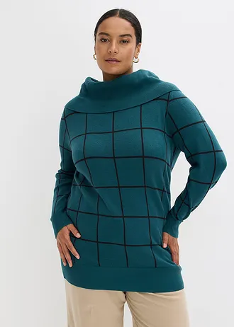 Lange trui, Kleur: pepergroen/zwart geruit