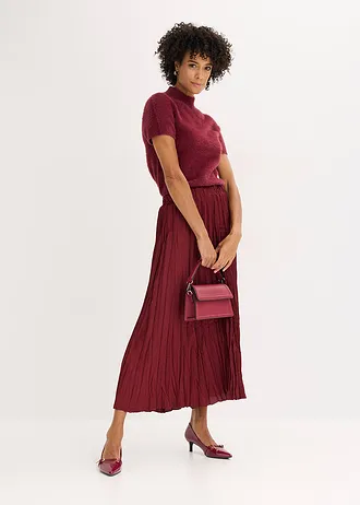 Jupe longue en satin froissé • rouge rubis • Boutique bonprix