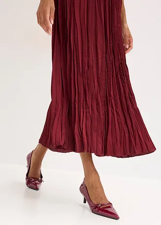 Jupe longue en satin froissé • rouge rubis • Boutique bonprix