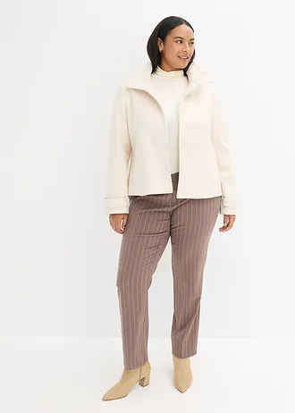 Kabátek s vlněným vzhledem, barva: šedobéžová