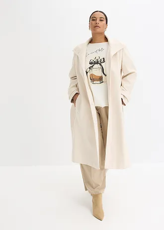 Kabát ve vlněném vzhledu, barva: šedobéžová