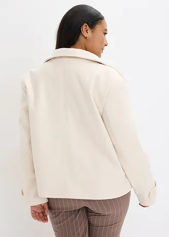 Kabátek s vlněným vzhledem, barva: šedobéžová