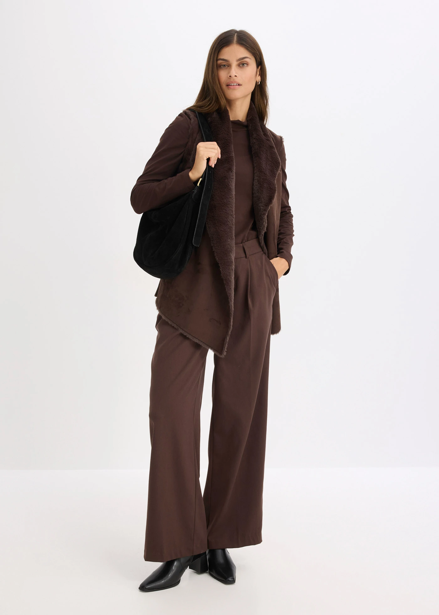 Gilet van imitatiebont • donkerbruin • bonprix online shop