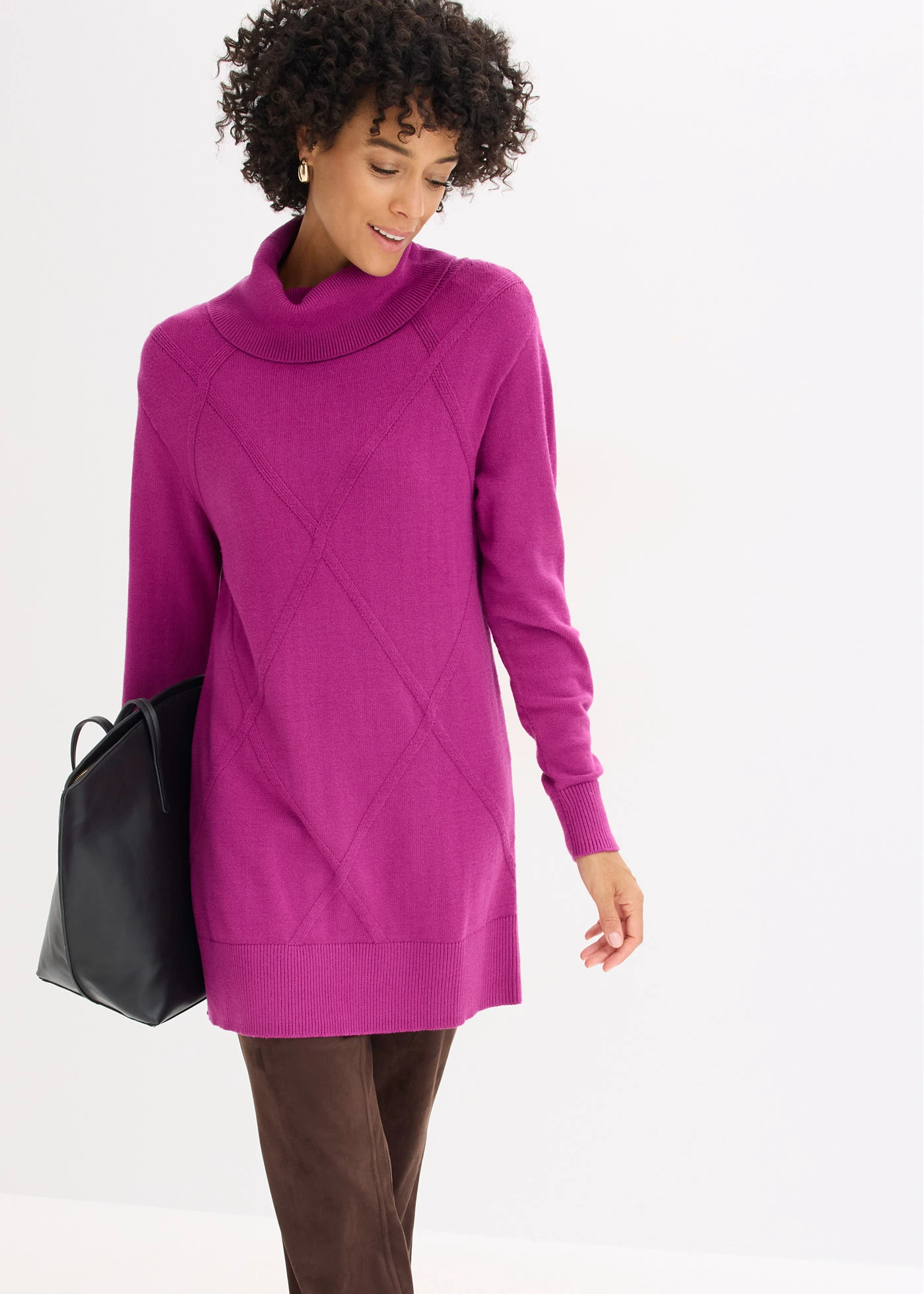 Lange trui • donkerfuchsia • bonprix online shop
