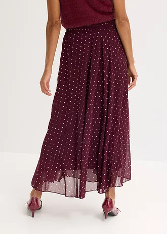 Jupe en mousseline effet froissé • bordeaux pois beige mat • Boutique bonprix