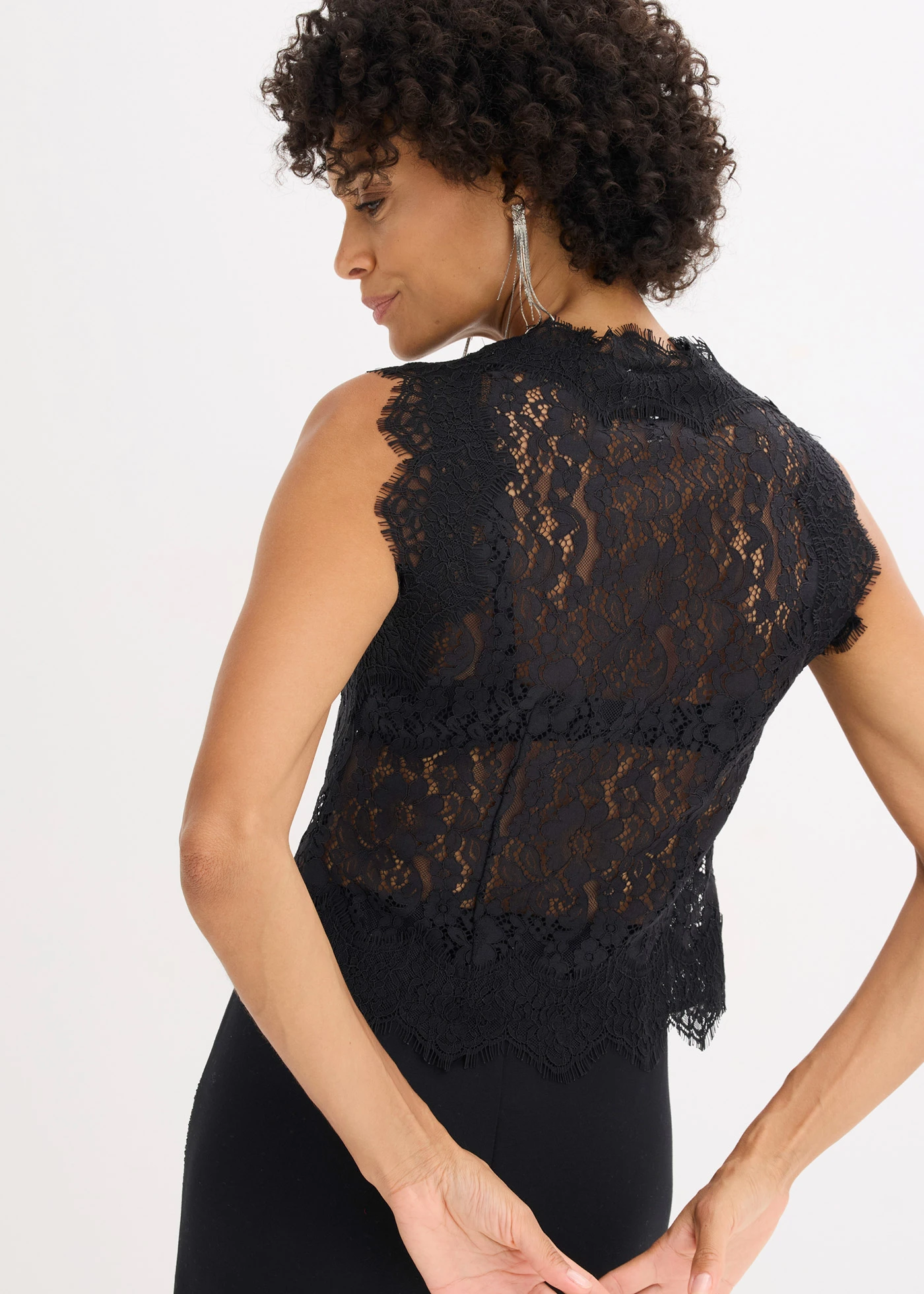 Kanten vest • zwart • bonprix online shop