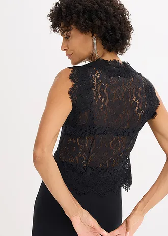 Vestă din dantelă, culoare: negru