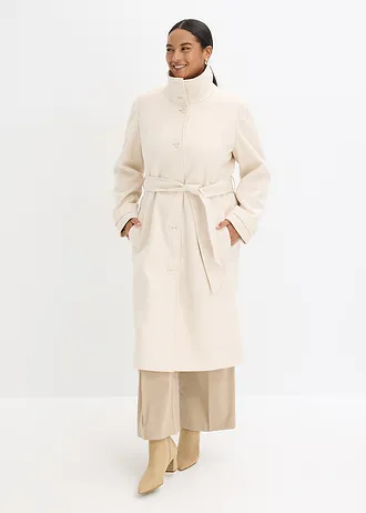 Kabát ve vlněném vzhledu, barva: šedobéžová