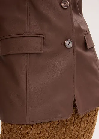 Dlouhý blejzr z umělé kůže • hnědá • bonprix obchod