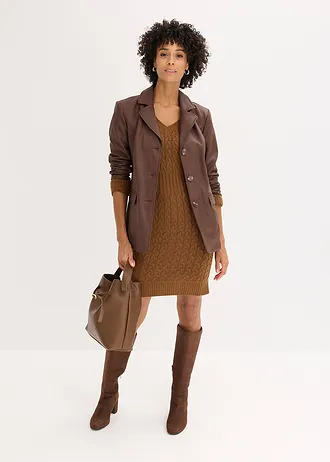 Dlouhý blejzr z umělé kůže • hnědá • bonprix obchod