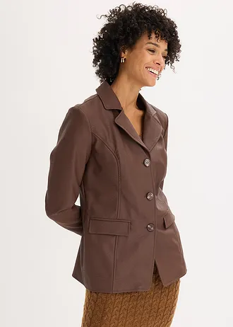 Dlouhý blejzr z umělé kůže • hnědá • bonprix obchod