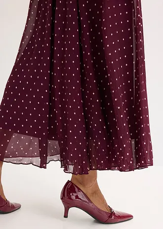 Jupe en mousseline effet froissé • bordeaux pois beige mat • Boutique bonprix