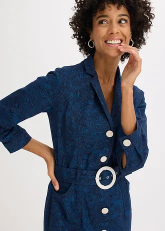 Twill jurk met riem (2-dlg. set) • donkerblauw-lichtindigo paisley • bonprix online shop