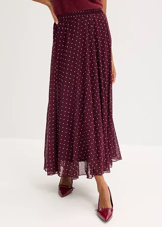 Jupe en mousseline effet froissé • bordeaux pois beige mat • Boutique bonprix