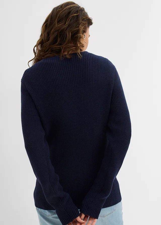 Pull en maille côtelée 100% coton • bleu foncé • product-page.page-title-suffix