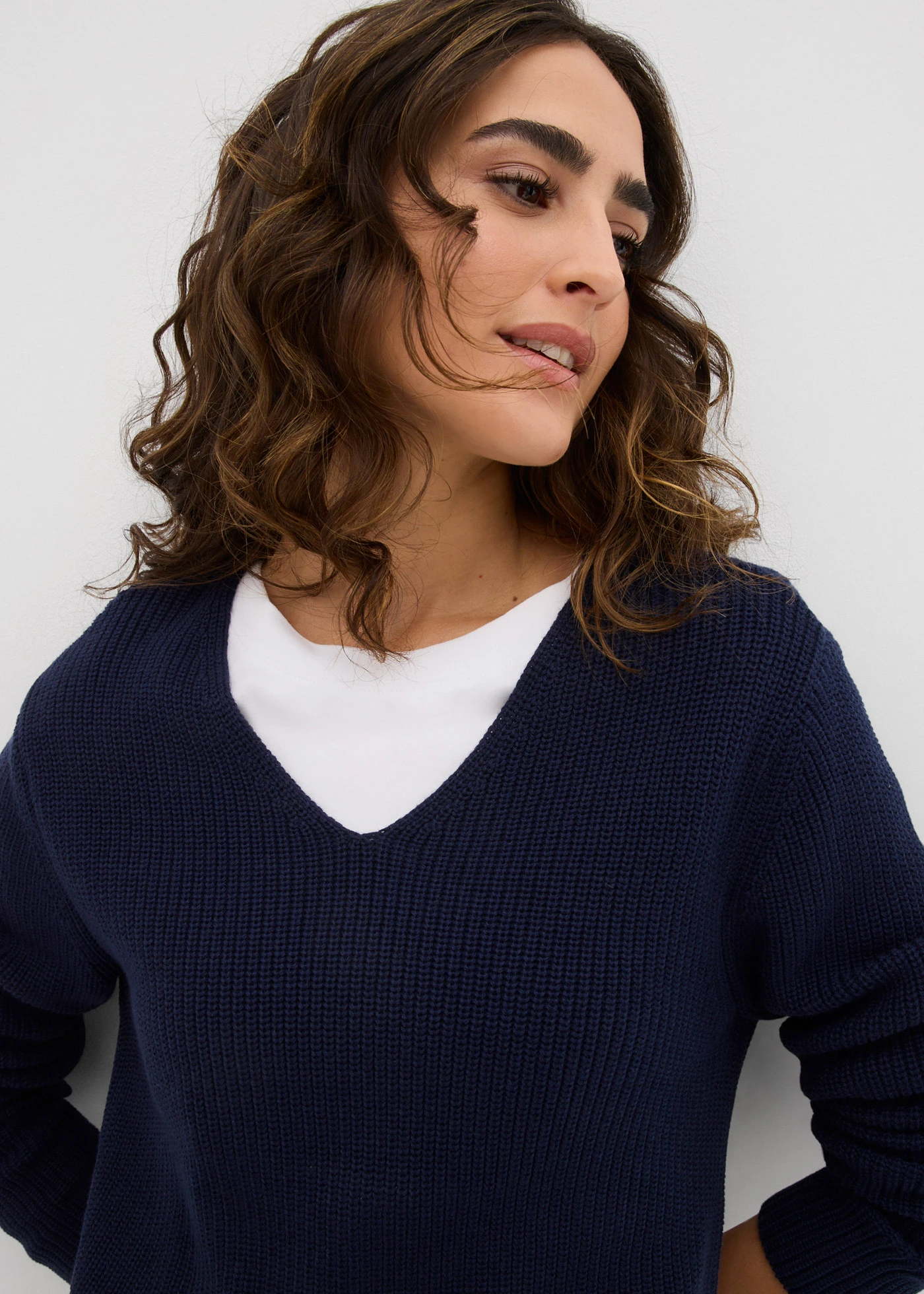 Kötött pulóver tiszta bio-pamutból • sötétkék • bonprix áruház