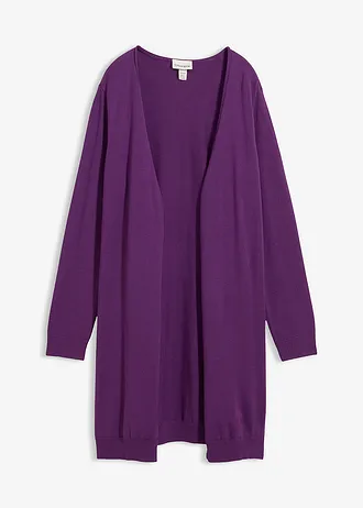 Dlouhý pletený kabátek se srolovanými okraji • sytě fialková • bonprix obchod
