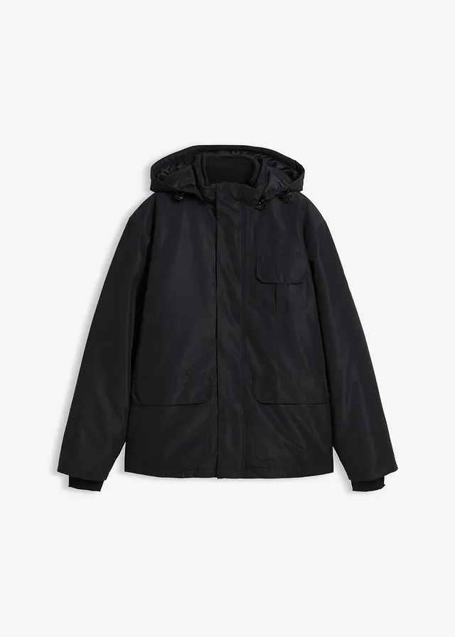 Parka d’hiver 3en1 avec gilet intérieur amovible en polaire, Couleur: noir