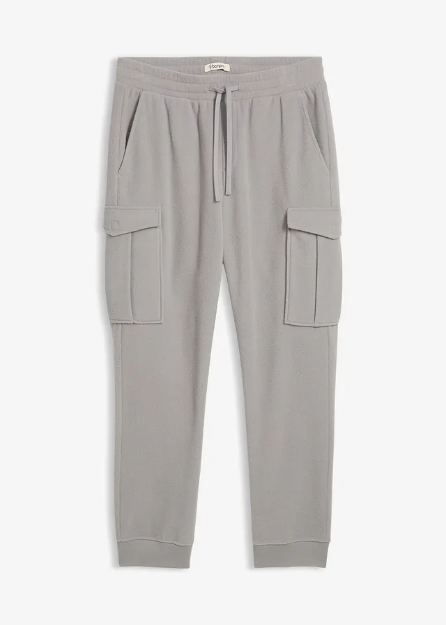 warme cargo broek van fleece, regular fit, Kleur: schaduwgrijs