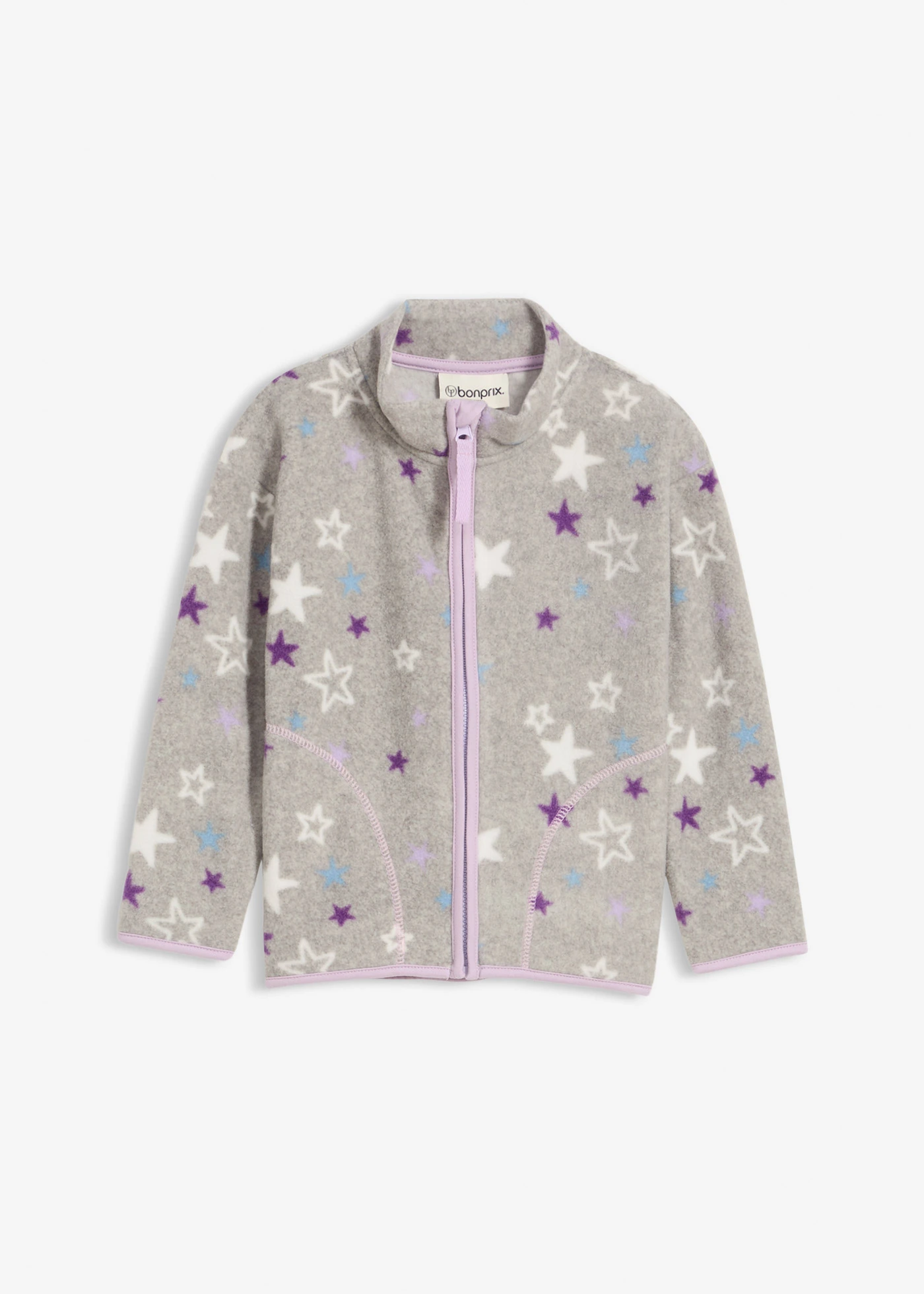 Veste polaire douillette à détails contrastants • gris clair chiné imprimé • Boutique bonprix