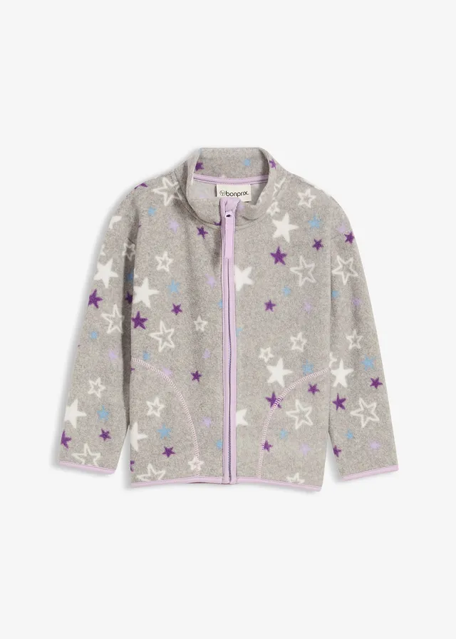 Veste polaire douillette à détails contrastants • gris clair chiné imprimé • Boutique bonprix