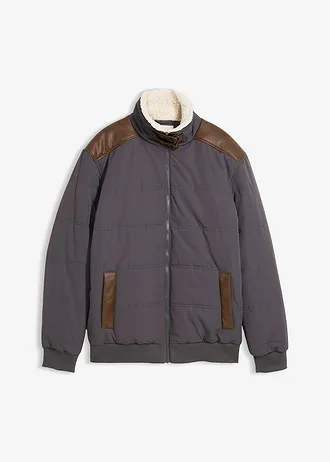 Voděodolný prošívaný bluzon s detaily z umělé kůže