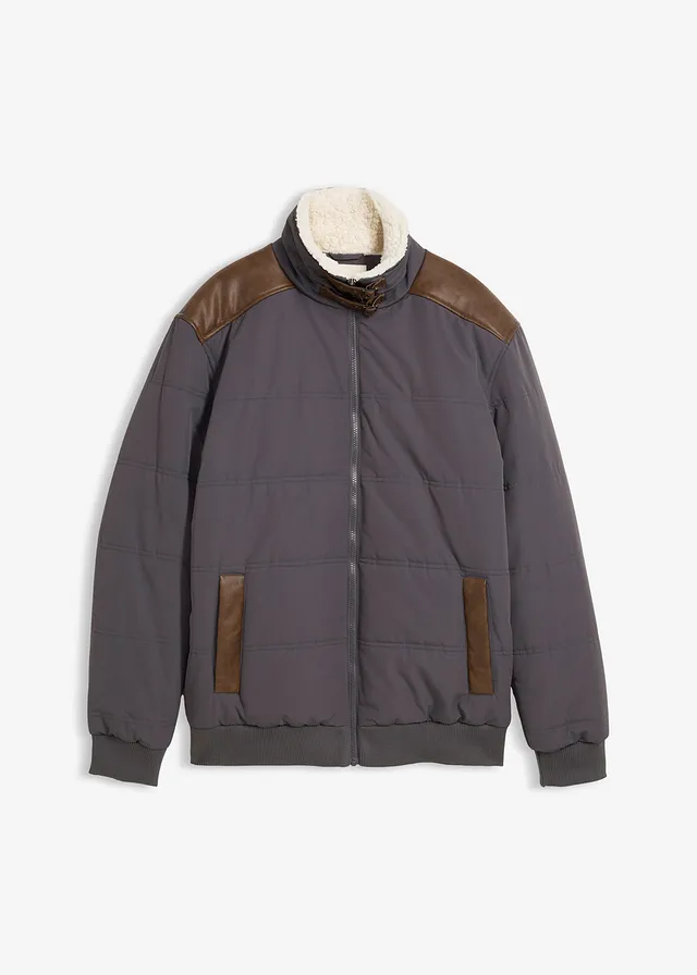 Doudoune courte déperlante avec détails enduits • gris ardoise • Boutique bonprix