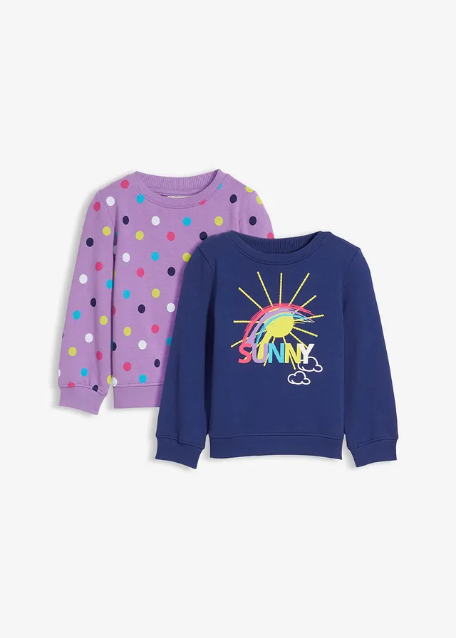 Sweater van puur biologisch katoen (set van 2), Kleur: middernachtblauw + dieplila