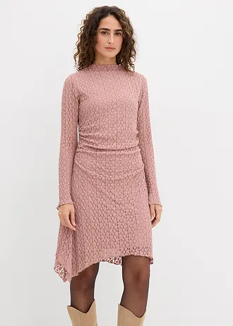 Rochie din dantelă cu tiv în colțuri • roz/gri • magazin bonprix