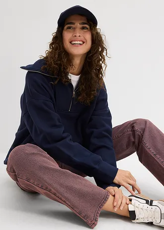 Pantaloni din twill cu efect Acid Wash • roșu-vineriu prespălat • magazin bonprix