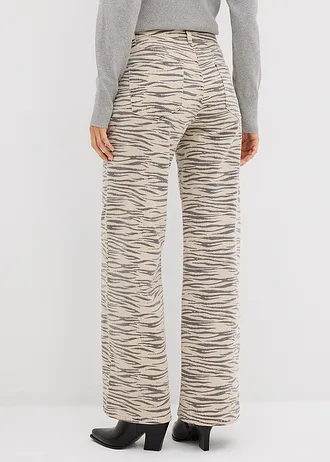 Pantalon en twill de coton extensible, Couleur: grès/gris ardoise zèbre
