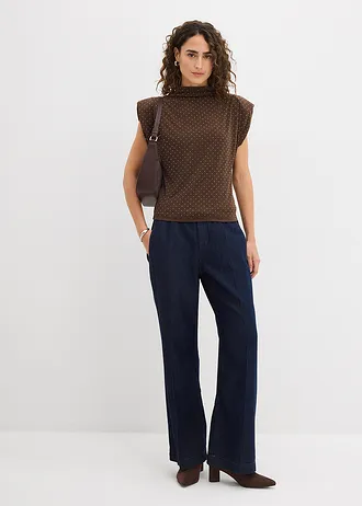 Top met glittersteentjes, Kleur: bruin metallic