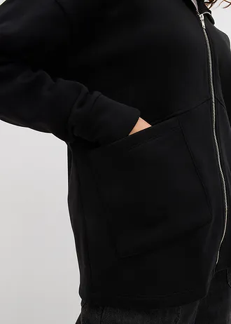 Oversize mikina na zapínání • černá • bonprix obchod