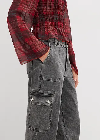 Cargo džíny, High Waist • šedá sepraná • bonprix obchod