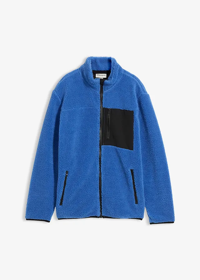 Veste en sherpa, Couleur: bleu/noir