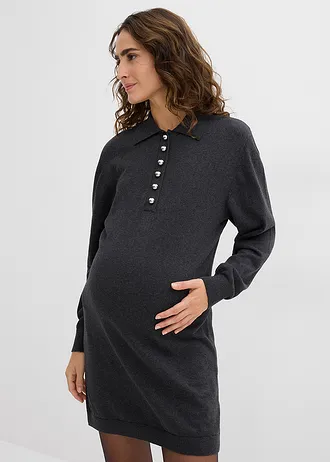 Těhotenské a kojicí šaty z jemně pletené organické bavlny, barva: antracitový melír