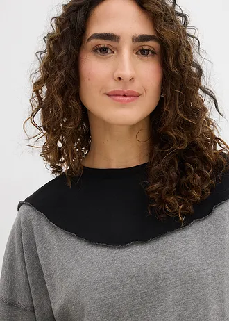 Sweat-shirt doux • gris chiné-noir-blanc • Boutique bonprix