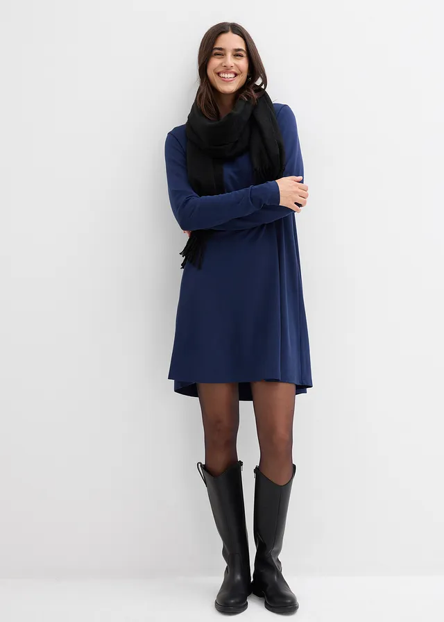 Šaty ze splývavé viskózové směsi tmavě modrá