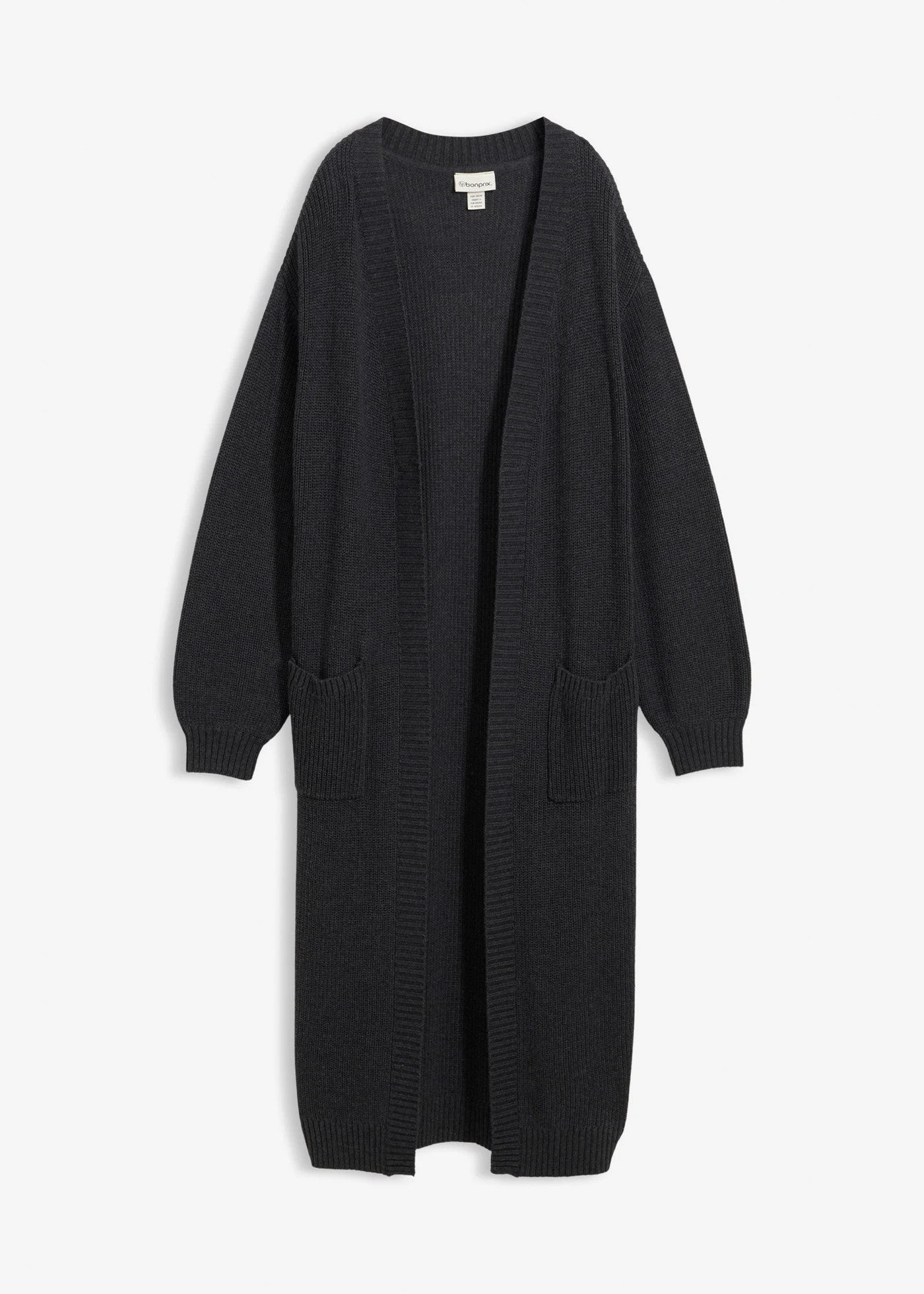 Dlouhý pletený kabátek se spadlými rameny • antracitový melír • bonprix obchod
