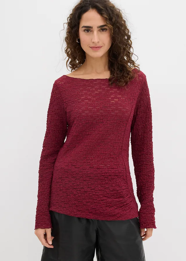 T-shirt manches longues en dentelle • bordeaux • product-page.page-title-suffix